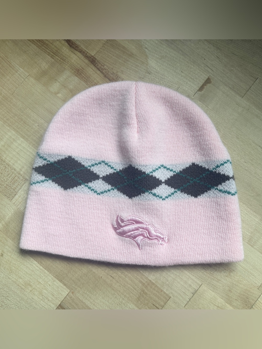 NFL Denver Broncos Pink Argyle Knit Beanie